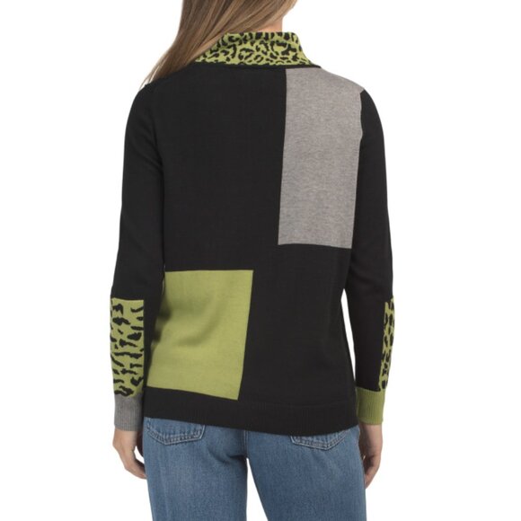 EDINBURGH KNITS Damson Pima Cotton Animal Block Sweater - Picture 2 of 2